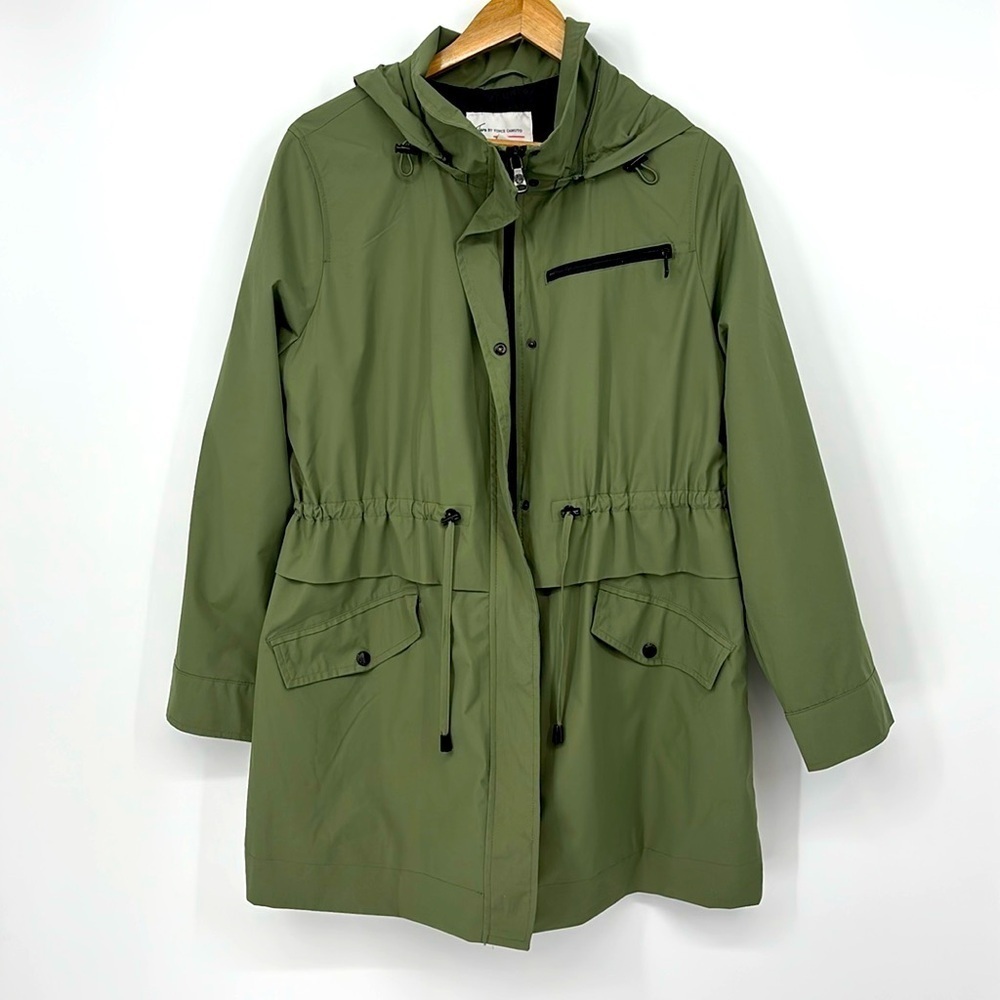 Two by Vince Camuto Olive Green Long Hooded Jacket Women’s Size Large in EUC!